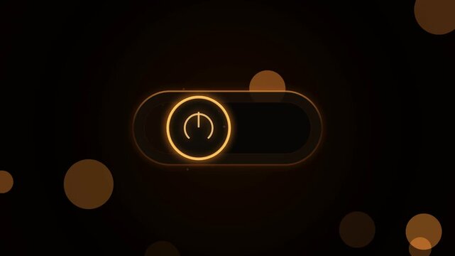 Abstract glowing toggle switch button animation on a dark bokeh background