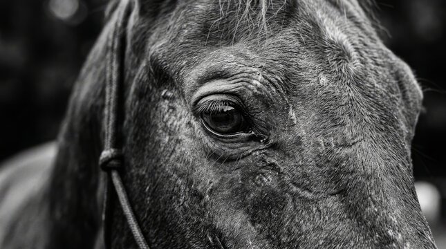 Extreme Macro Equine Eye : Detailed Horse Anatomy and Artistic Reflections