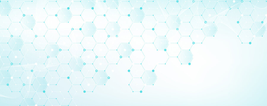 Molecular abstract structure and genetic engineering DNA. Healthcare and medicine background concept. Scientific research background. Wave flow. Innovation pattern, illustration.