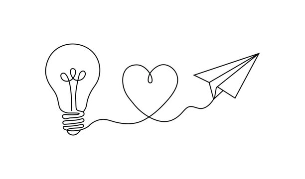 Minimalist line art vector illustration of creativity love and