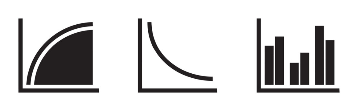 Graph icons set with charts for analytics