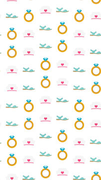 Seamless pattern of rings, nurse caps, and sandals