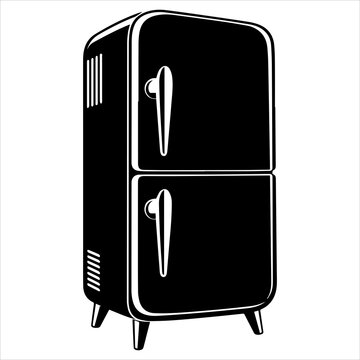 Retro-Futuristic Two-Door Refrigerator with Rounded Corners