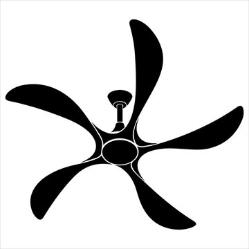 Contemporary Ceiling Fan with Five Curved Blades