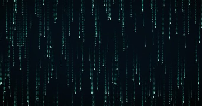 Devanagari characters cascade down in a teal circuit animation, creating a futuristic code rain effect.