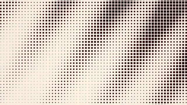 Halftone squares pattern gradient sweep in white and dark red, seamless loop animated background