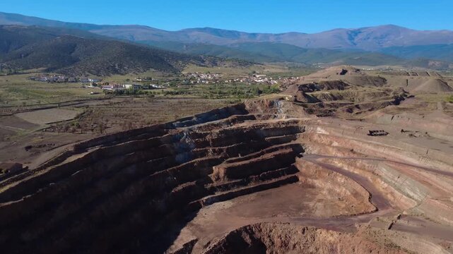 Aerial view of alquife open pit mine in granada