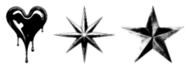 PNG Grunge heart and star designs on transparent background © Rawpixel.com