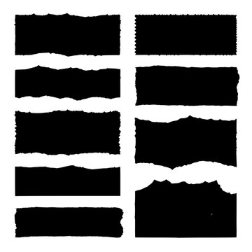 Pieces of paper with ripped torn, jagged edges for a vintage, retro style collage. Torn sheets of paper. vector illustration. JPEG version.