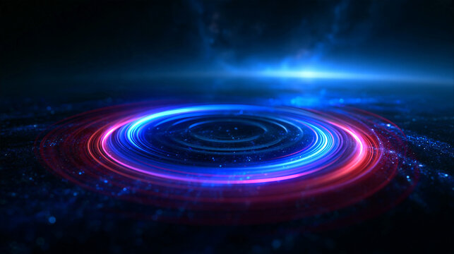 Abstract Futuristic Neon Glowing Circular Light Portal Background