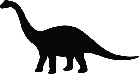 Dinosaur silhouette vector. Long neck dino vector icon © Rakin