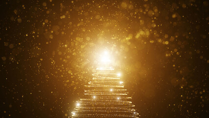 Magic golden shining Christmas tree illustration. © robsonphoto