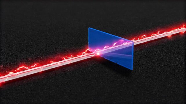 Red digital intrusion pulse stopping at a firewall