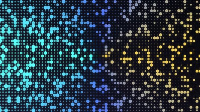 Abstract colorful halftone dot pattern with blue and yellow gradient