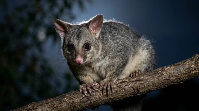 common brushtail possum close up under moonlight in tasmania australia video