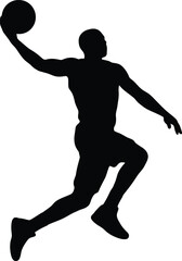 Basketball player silhouette vector. Slam dunk vector icon © Rojob