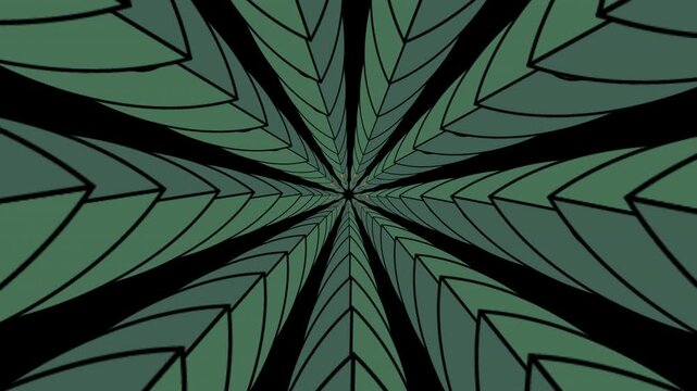 Green Leaf Mandala Blooming Animation on Blue Screen for Intro Element