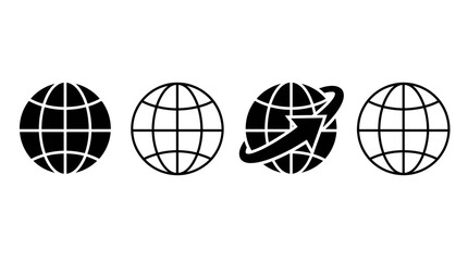 Four globe icons with orbiting satellite design © Design Formula