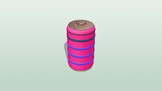 Rendered 3D battery icon charge level pulsing in a smooth 4K seamless loop. The object floats alone on a soft green light gradient backdrop with realistic materials, soft shadow and room for text. Wid