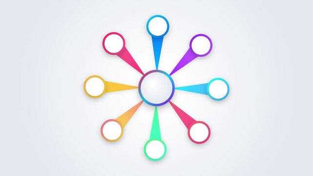 Colorful Circular Infographic Template With Eight Connected Nodes And Central Empty Title Holder