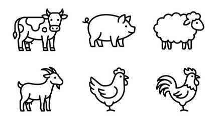 Fototapeta premium Set of farm animal illustrations