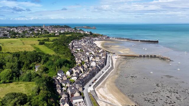 Cancale, located in the Ille-et-Vilaine department of the Brittany region in France, is a coastal town known for its oyster farms, scenic bay views and maritime heritage.