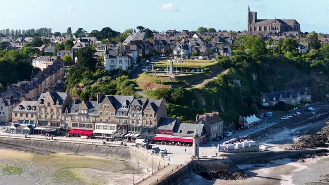 Cancale, located in the Ille-et-Vilaine department of the Brittany region in France, is a coastal town known for its oyster farms, scenic bay views and maritime heritage.