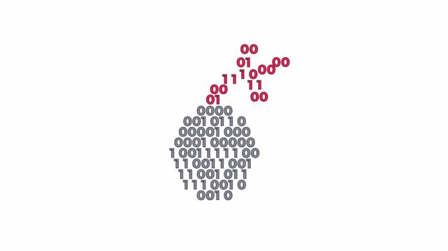 Binary code grenade cyber warfare 2D animation. Digital battlefield. Cyberspace warzone. Virtual conflict. Tech espionage animated cartoon flat concept 4K video on transparent background