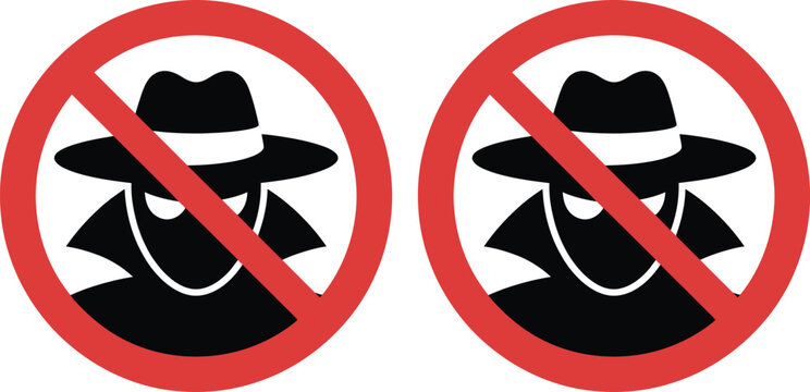 Prohibited cowboy hat icon with crossed lines