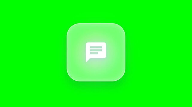 Multiple speech bubble icons floating on a green screen background