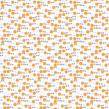 Seamless pattern of cute cartoon icons: cat ears, hearts, nurse caps