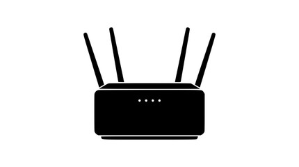 Fototapeta premium Modern Wireless Router Icon with Antennas, Vector Silhouette