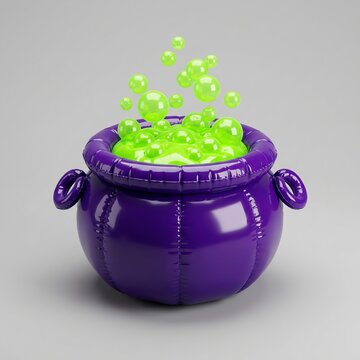 Halloween Inflatable purple cauldron filled with glowing green