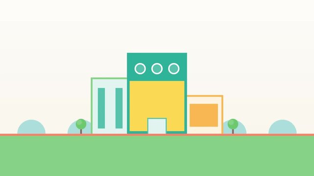 Flat design illustration of a modern colorful hospital building