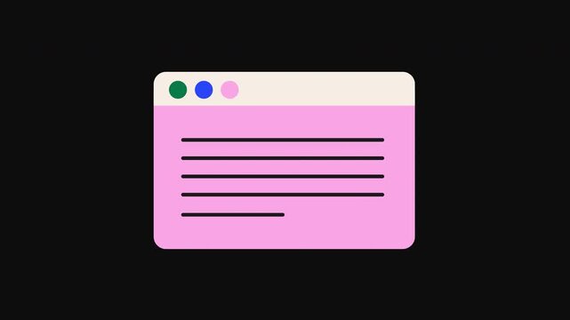 4K Smooth Looping Web Window with Text Animation icon animated UI/UX and Digital Content Display Icon with Transparent Background Alpha Channel