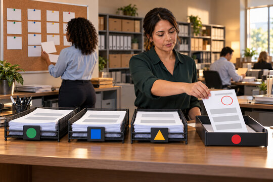 Clerk Sorting Documents for Exception Review
