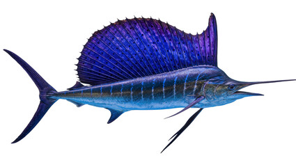 Majestic blue sailfish with large dorsal fin, isolated on transparent background © Maria