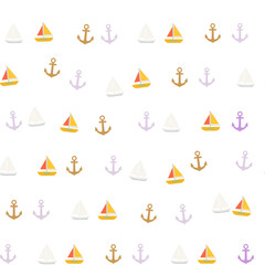 Seamless pattern of simple sailboats and anchors © gayuh