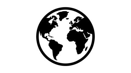 Obraz premium Black and White Planet Earth World Globe Icon