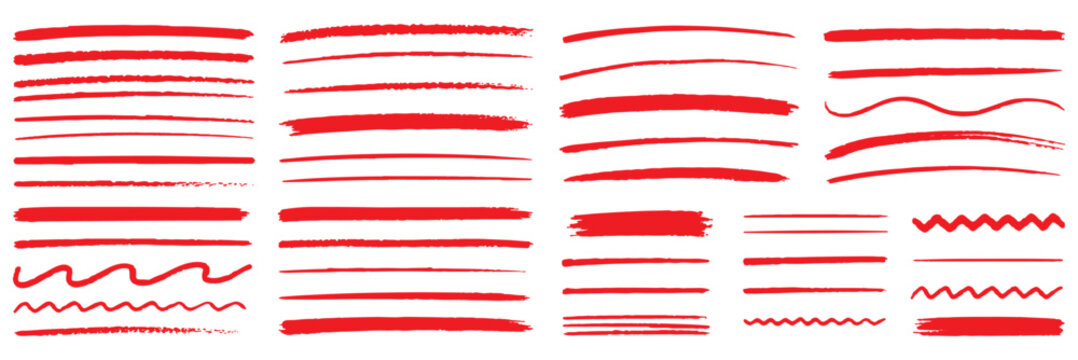 Grunge underline chalk with pencil line, Wave, straight, dotted, zigzag lines, crayon drawn lines illustrator brush stroke set. hand drawn painted chalk brushes,