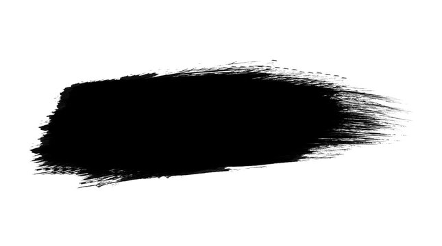 Rough black square brush stroke isolated on transparent background