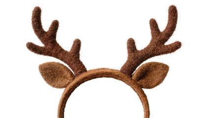 Brown fuzzy reindeer antlers and ears headband, isolated on transparent background © ghetu