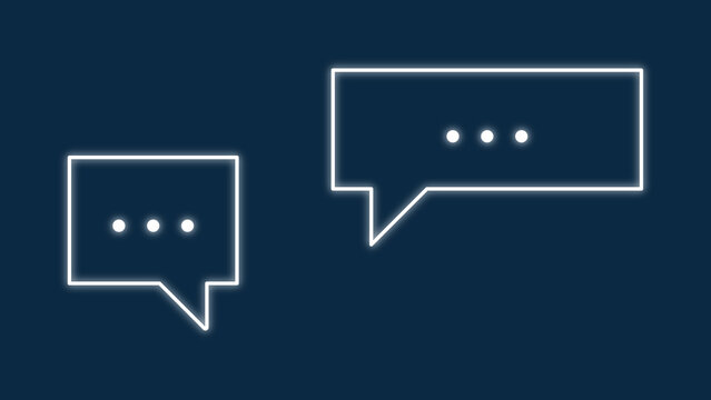 Two glowing chat bubble icons on a dark blue background