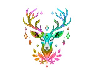 Mystic Spirit Guide, Colorful Cosmic  Emblem Artwork © tea