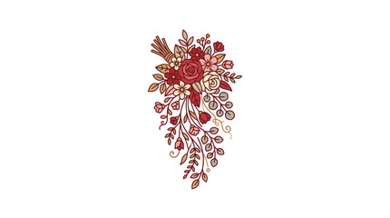 Fototapeta premium Red flower brooch with jewels.