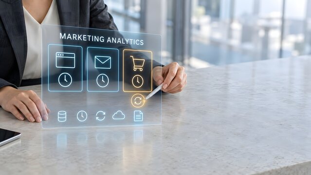 Marketing Analytics Interface Used by Business Professional for Data Driven Strategy and Growth