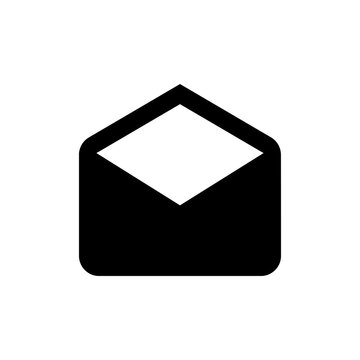 Open envelope icon black vector illustration isolated on white background  