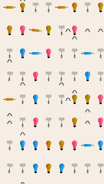 Rolling Pins, Meat Tenderizers, and Light Bulbs Pattern