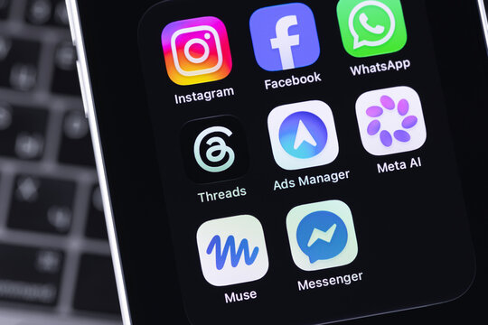 Instagram, Facebook, WhatsApp, Threads, Ads Manager, Meta AI, Muse, Messenger are part of the Meta company ecosystem. Batumi, Georgia - October 3, 2026