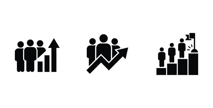 upward growth trends with people and bar graphs for business success and progress visualization